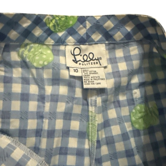 Lilly Pulitzer Blue Cotton Capri Hermit Crab Gingham Check Pants White Lbl 8 - Picture 10 of 12